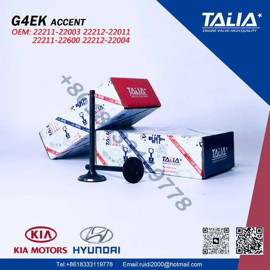 G4EK for Hyundai/KIA ACCENT 1300CC Engine Intake valves & Exhaust 8+4 12V 22211-22003 22212-22600
